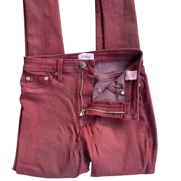 Pistola Coated Denim Maroon Skinny Ankle Jean Size 28 Stretch Casual Spring - Picture 4 of 11